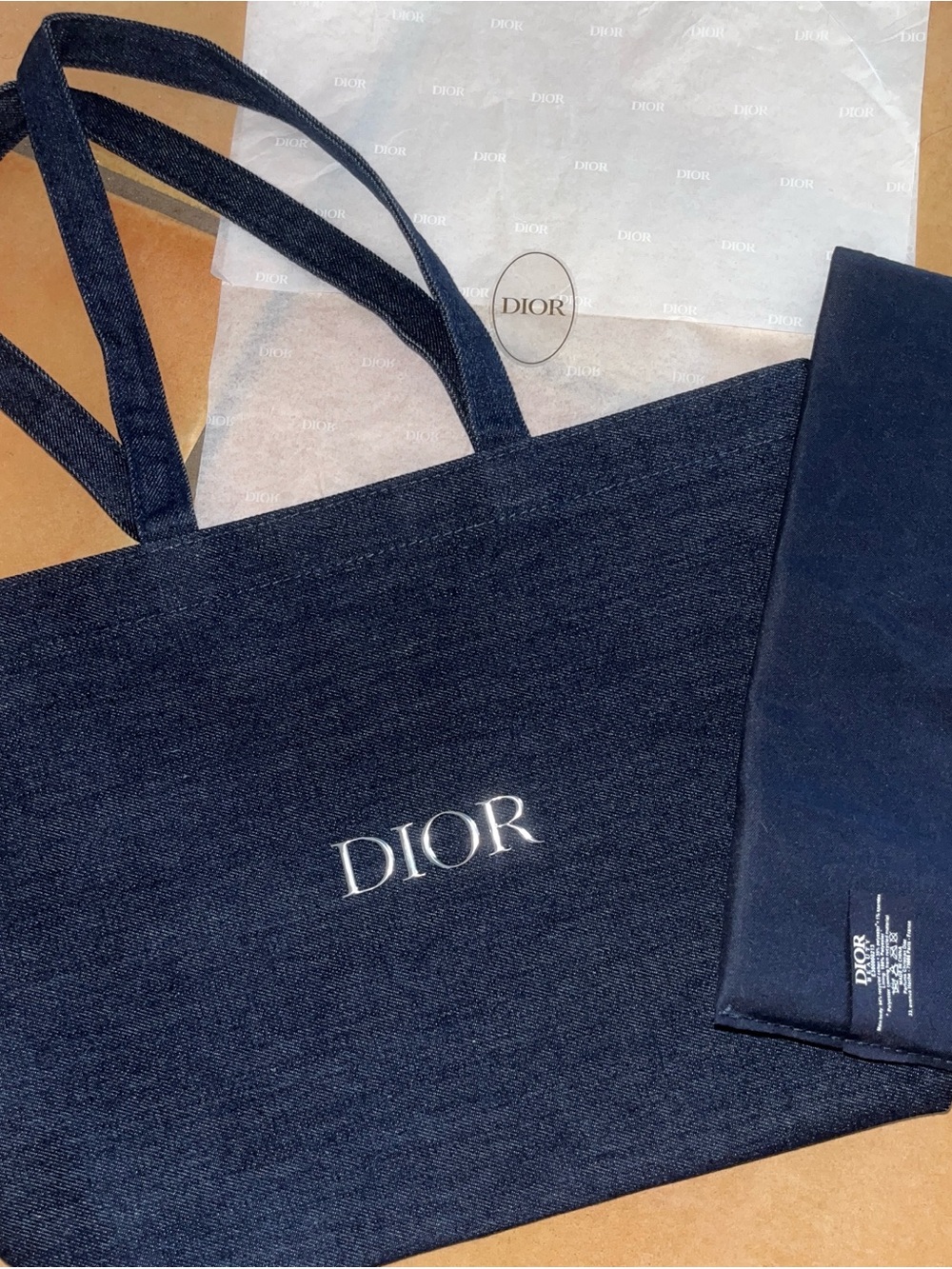 Navy Blue Denim Christian Dior les parfums tote bag gwp